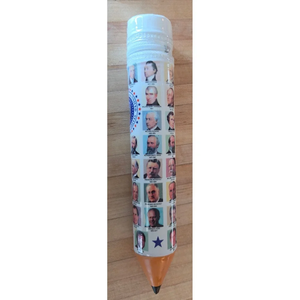 VTG US Presidents Pencil Shap Zipper Case AM History Education Case teacher gift